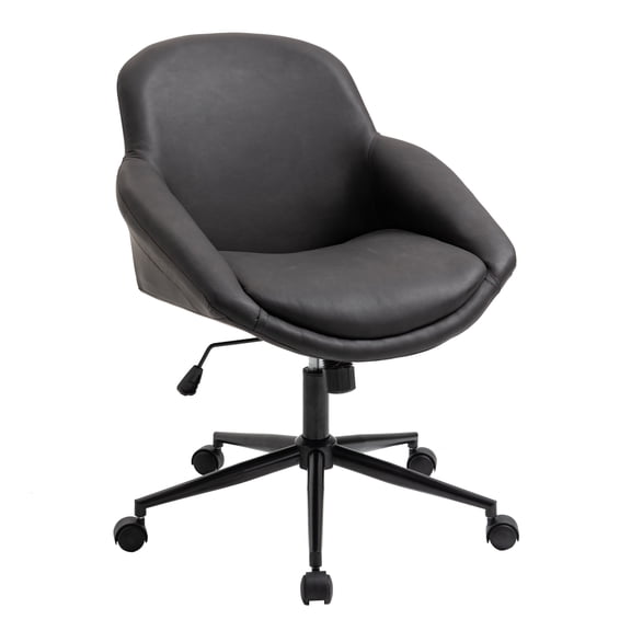 Maykoosh Angled Desk Chair - Taupe Faux Leather Office Chair