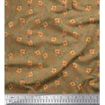thumbnail image 1 of Soimoi Brown Velvet Fabric Leaves & Periwinkle Floral Printed Craft Fabric by the Yard 58 Inch Wide, 1 of 3