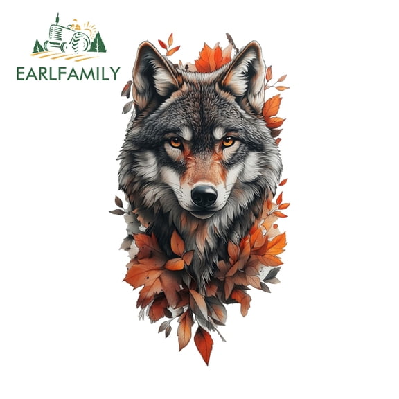 EARLFAMILY Cool Vivid Wolf Head Car Stickers Interesting Landscape Silhouettes Decals Creative Vehicle Fuel Tank Cap Decor