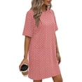 thumbnail image 4 of Hduncf Sleep Shirts for Women Nightgown Short Sleeves T shirt Night Dress Round Neck Polka Dot Nightgown with Pocket Pink M, 4 of 6