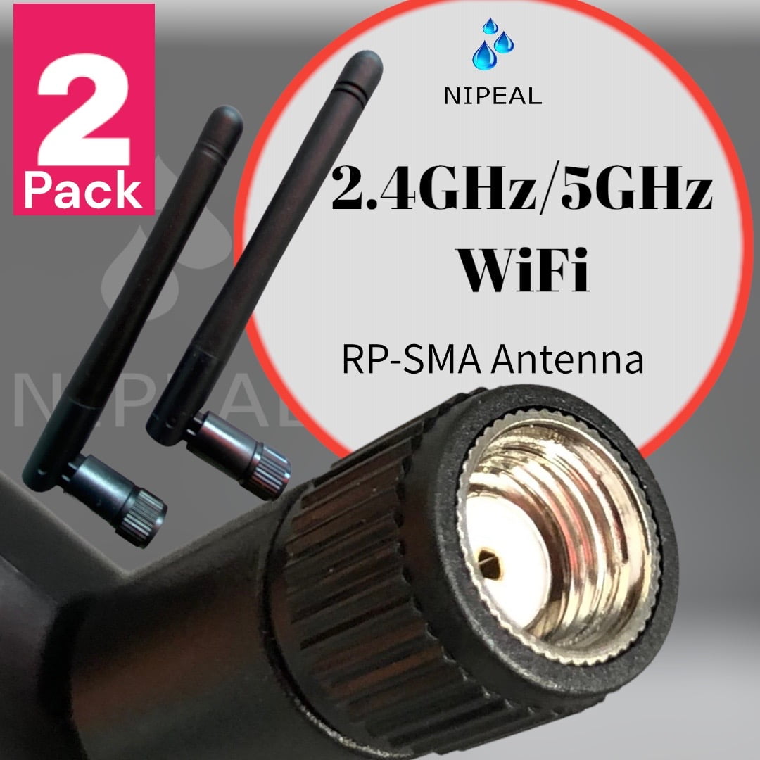 Eightwood Antenna WiFi 2.4/5GHz 3dBi RP-SMA maschio antenna doppia frequenza Wifi Security Antenna telecamera (2 pezzi) per router di schede Wifi WLAN Wireless PCI Card Bluetooth