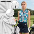 thumbnail image 6 of KEIAHUAN Floral Print V Neck Sleeveless Golf Shirts for Women Casual Elastic Racerback Athletic Shirts Moisture Wicking Quarter Zip Workout Tennis T-Shirt Size M, 6 of 7