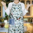 thumbnail image 5 of Light Blue Christmas House and Tree Pattern Apron-Garden Aprons for Women with Pockets-Cotton Linen Waterproof Kitchen Cooking Gardening Aprons Adjustable for Kitchen,Cooking,BBQ and Salon 33"x27", 5 of 7