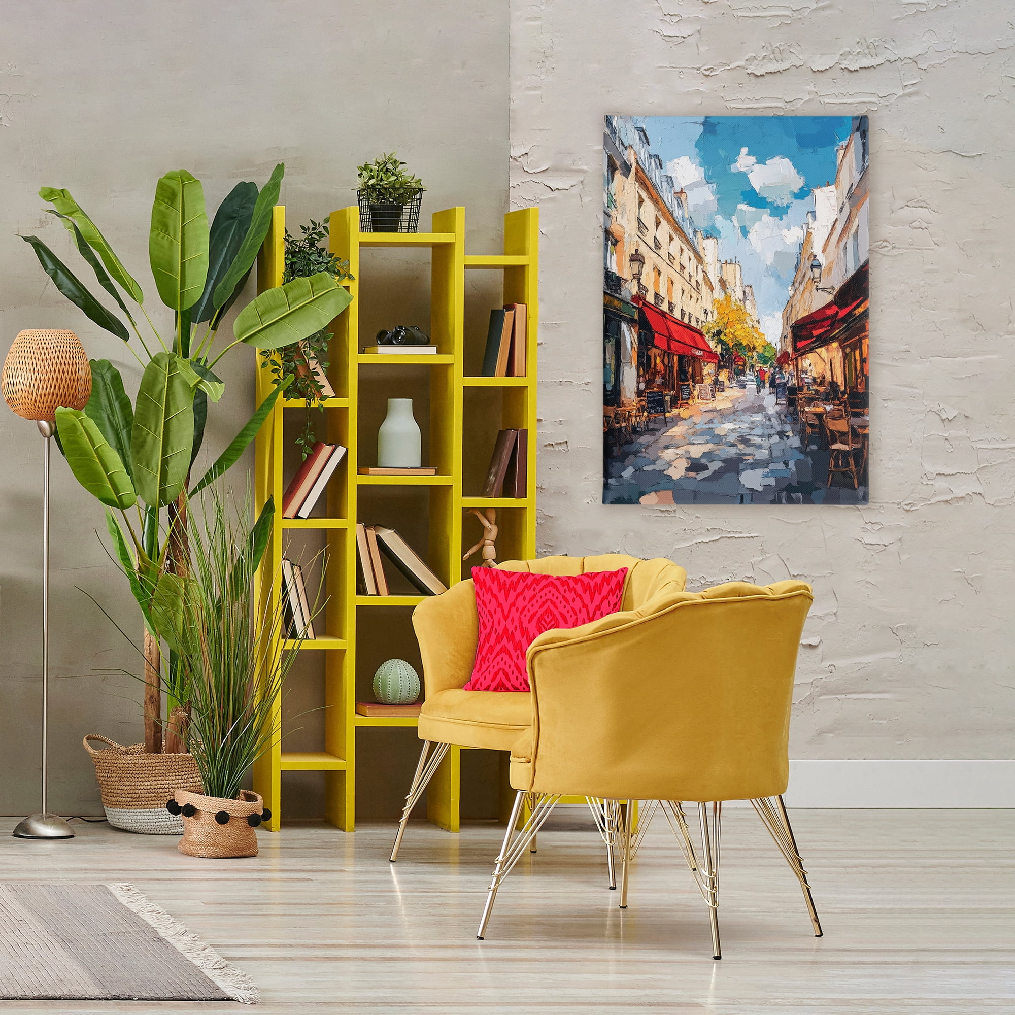 Stupell Industries Charming Paris Street Scene Canvas Wall Art, design by Petal Prints Design