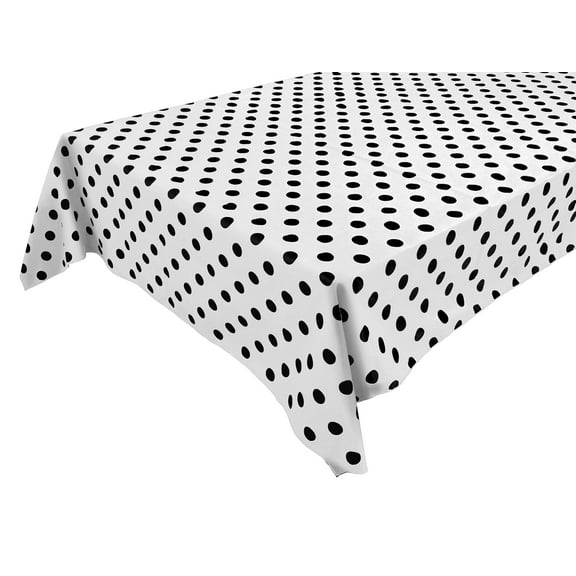Cotton Tablecloth Polka Dots Print / Black Dots on White