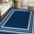 thumbnail image 4 of Beverly Rug Indoor Bordered Area Rugs, Non Slip Rubber Backing Modern Living Room Area Rug, Navy, 3x3, 4 of 11