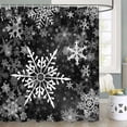 thumbnail image 3 of Christmas Snowflake Shower Curtain Set, Christmas Shower Curtains for Bathroom, Winter Black Shower Curtain Christmas Decorative Shower Curtains,36X72IN, 3 of 6