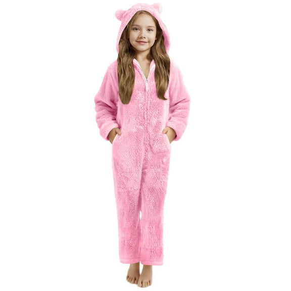 REDARER Toddler Girls Lined Romper Jumpsuit, Soft Thickened Pajama for Baby Winter Playwear,140