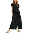 thumbnail image 2 of PUWEI Women's 2 Piece Smocked Top & High Waisted Wide Leg Pants Set Boho Matching Set Lounge Outfit with Pockets, 2 of 7