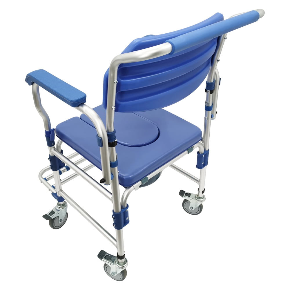 Techtongda Commode Wheelchair Toilet Shower Seat Bathroom Rolling Caster Bedside Chair Toilet Chair with Removable Armrests