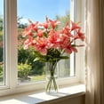 thumbnail image 5 of Artificial Hibiscus Flowers 5 Heads Silk Fake Flower Bouquet for Home Decor Living Room Table Vase Arrangement Pink, 5 of 7