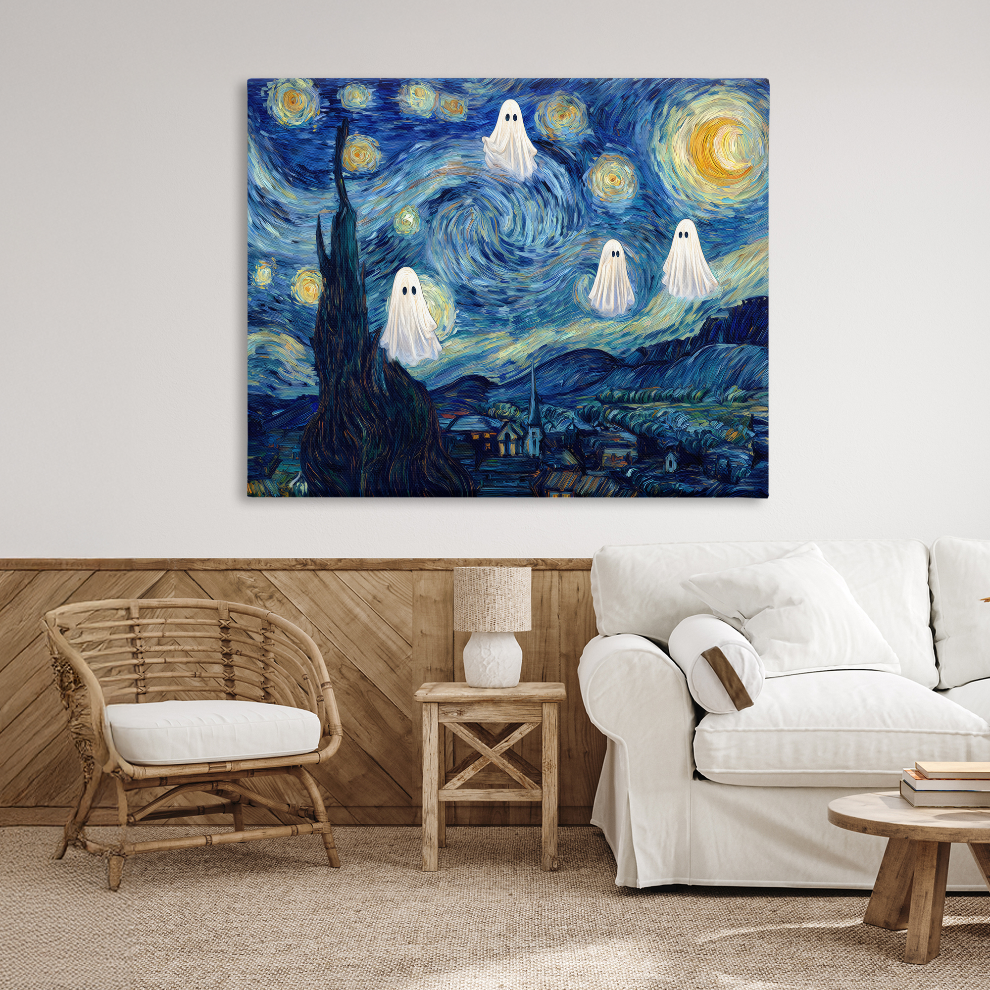Classic Night Ghosties Canvas Wall Art, design by Arlington Prints