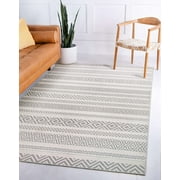 Leick Home 595793 Everald Multi-Pattern Indoor Outdoor Area Rug Rectangle 5'3"x7'