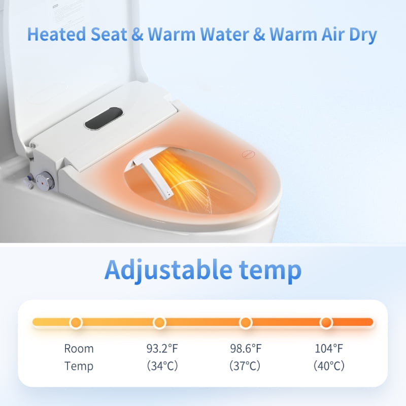 Dcskyn Smart Bidet Toilet Seat with Warm Water Wash Heated Seat Adjustable Nozzle Self Cleaning Night Light