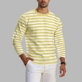 thumbnail image 2 of Chandail à Manches Longues pour Hommes, Col Rond à Imprimé Rayé, Haut Athlétique Décontracté, Vert Militaire L, 2 of 6