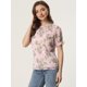 thumbnail image 3 of Blusa floral Allegra K con ribete de volantes y manga corta Rosa Gris XS, 3 of 4