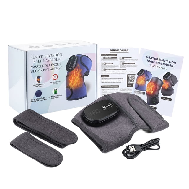 Minnieouse Masajeador de rodilla ajustable con tres niveles de intensidad de calor para una relajación profunda Calentamiento de rodilla masajeadores gris