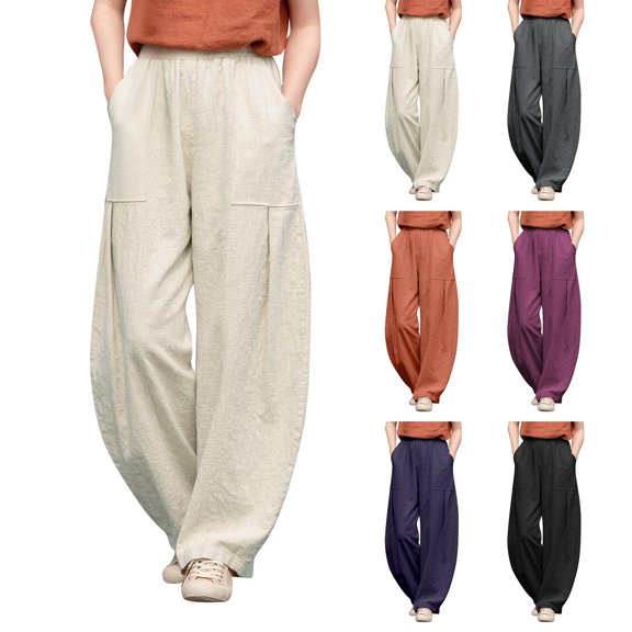 Kelon Women's Casual Pants, Women's Barrel Casual Pants High Waisted 2026 Elastic Drawstring Trousers Dressy Casual Trousers with Pockets, S