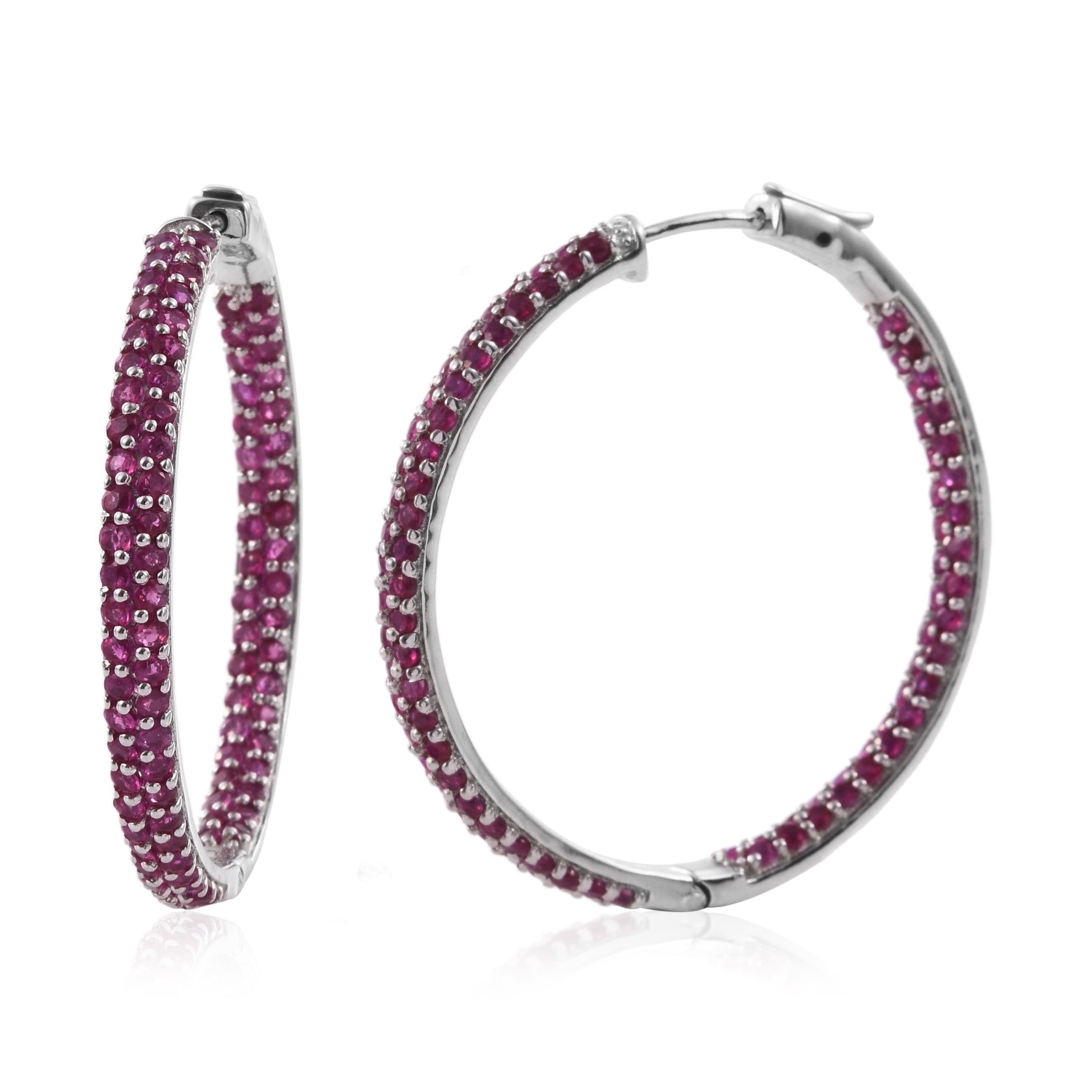 Shop LC Ruby Platinum Plated Silver Hoops Hoop Earrings for Women