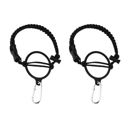 

2PCS Umbrella Rope Water Bottle Handle Drinking Vacuum Cup Bottleneck Outdoor Emergency Safety Strap with Carabiner (Black and Dot)
