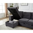 thumbnail image 4 of Pemberly Row Velvet Reversible Sleeper Sectional With USB in Gray, 4 of 11