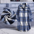 thumbnail image 7 of Annhoo Womens Long Trench Coat Single Breasted Checkered Long Sleeve Lapel Overcoat Fall Winter outerwear Jackets, 7 of 7