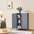 thumbnail image 4 of Bathroom Floor Cabinet, Modern Storage Freestanding Organizer Cabinet with Adjustable Shelves & Double Doors, 3-Tier Home Living Room Furniture, Gray, 4 of 18