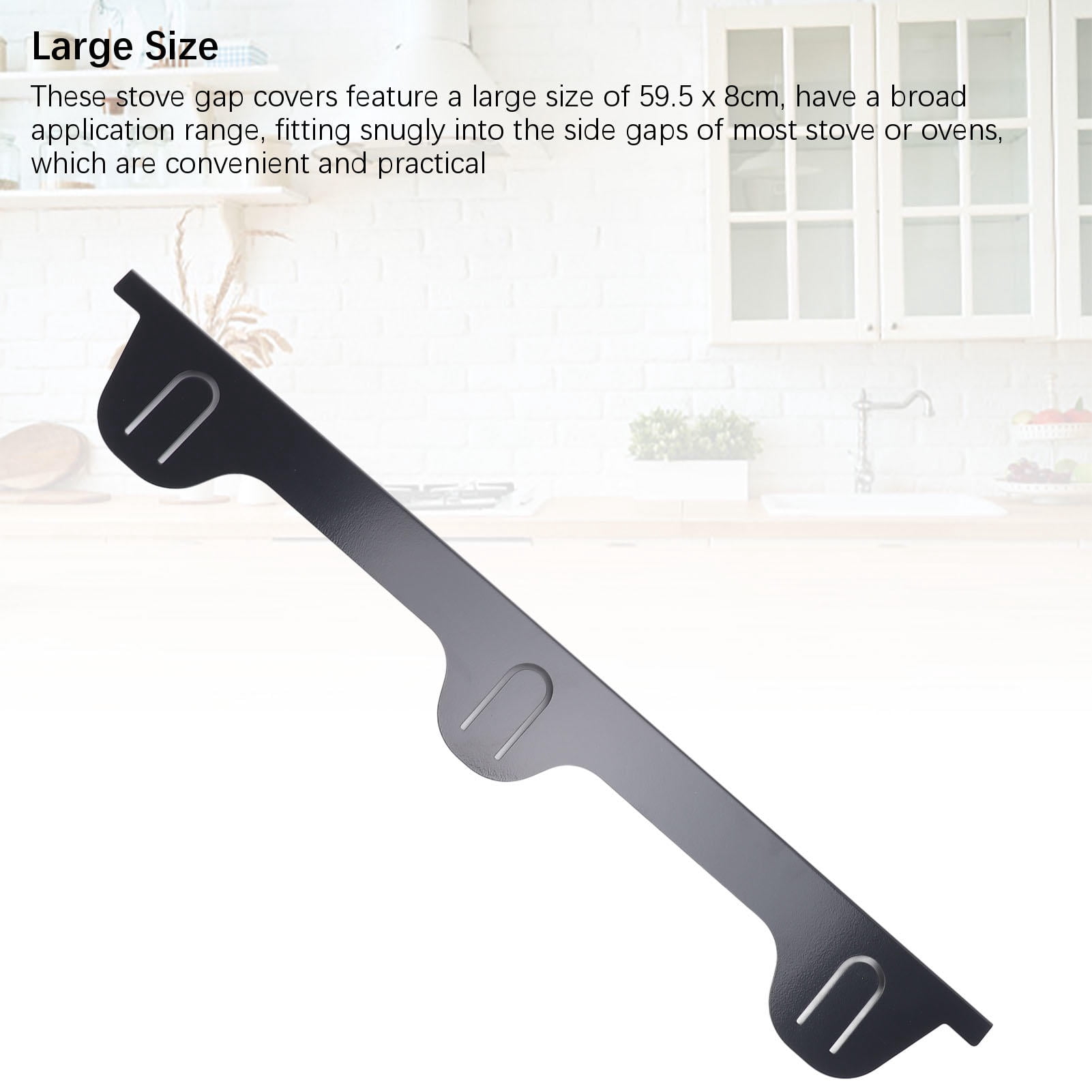 BIMZUC 2‑Pack Stainless Steel Stove Gap Covers – 59.5 × 8 cm Black, Heat‑Resistant, Dust‑Free Kitchen Counter Protector