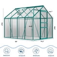 thumbnail image 5 of 6x8 FT Greenhouse Kit for Outdoors – Durable Aluminum Frame, Sliding Lockable Door, Adjustable Roof Vent, Gutter System, Easy Assembly 5-Green, 5 of 7
