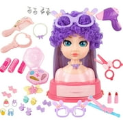 Kisronda Hair Styling Doll Head Styling Head Toy with Hair Accessories 31 Pieces Beauty Salon Set Dressing Toys for 3 Years Old Toddler Kids beautiful