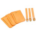 thumbnail image 1 of Equipaje Etiqueta PU Soportes 10x7cm Equipaje Etiqueta Identificador con Correas para Mochila Viaje Bolso Maleta Naranja Paquete de 3, 1 of 6