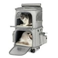 thumbnail image 4 of Transportín doble para mascotas, transportador rodante, carrito portátil con cochecito grande extraíble para dar , viajes, senderismo, gatos, Salvador Dali Caja transportadora para gatos, 4 of 10