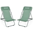 thumbnail image 1 of Costway Set of 2 Beach Chair Portable 3-Position Lounge Chair w/ Headrest Green, 1 of 10