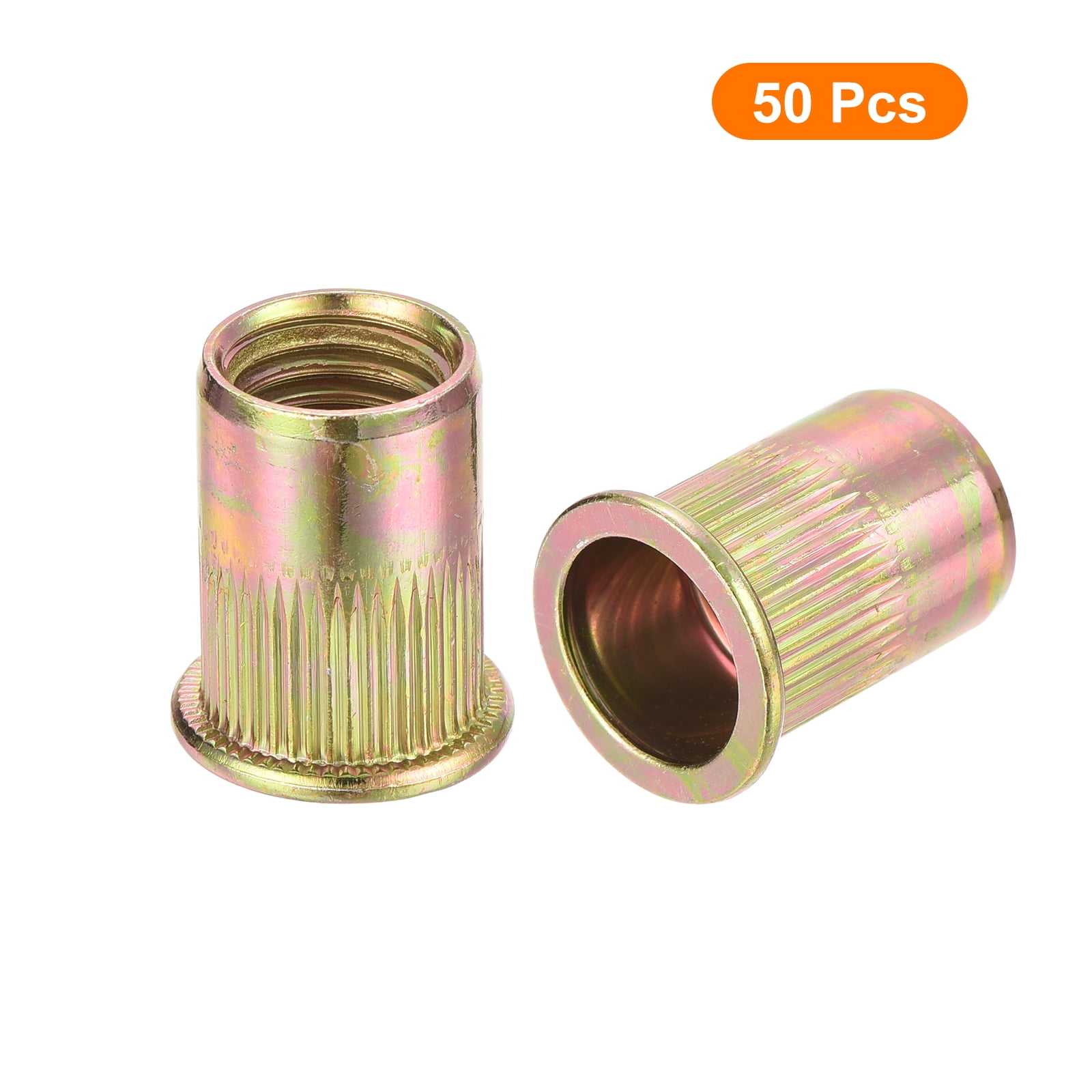 Uxcell 50Pcs Rivet Nuts Flat Head, M12 Carbon Steel Thread Zinc Plated