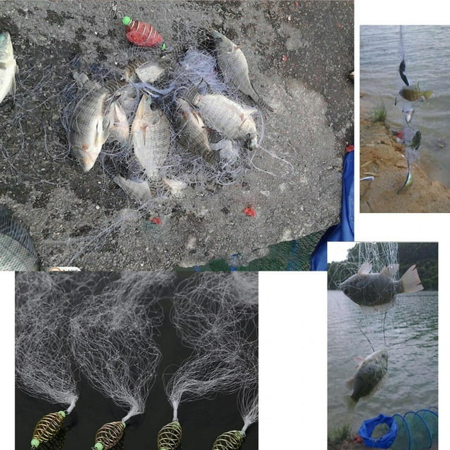 LAFGUR Filet de Pêche avec Perles Lumineuses Accessoires de Pêche pour Rivières et Lacs