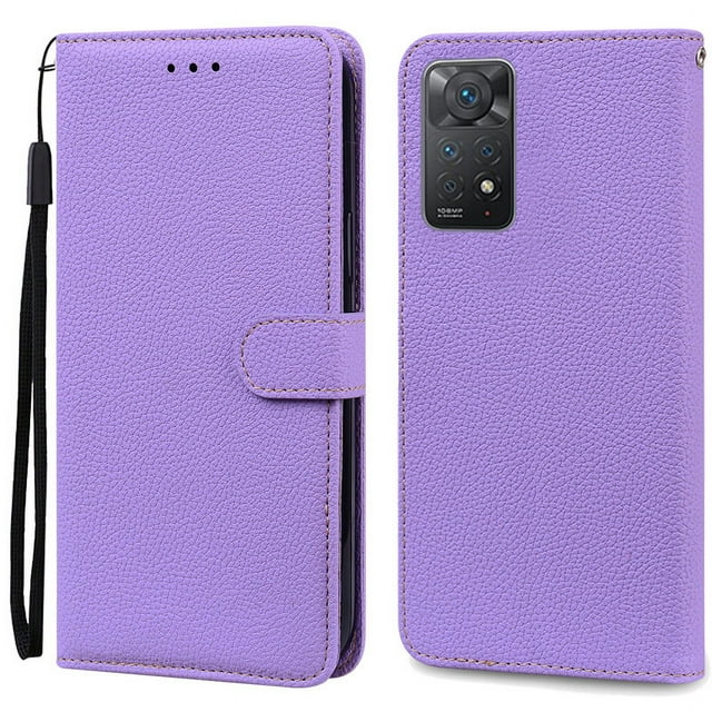 Note 11 Case For Xiaomi Redmi Note 11 11S Case Leather Wallet Flip Case For Redmi Note 11 Pro Phone Cases Note 11S Cover Fundas Light Purple Note 11