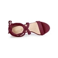 thumbnail image 4 of BLISSFUL STEP Women's Sandals Solid Color Mid Block Heels Lace up Sandals Burgundy 7, 4 of 7