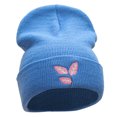 thumbnail image 4 of Fall Leaf Embroidered 12 Inch Long Knitted Beanie - Sky Blue OSFM, 4 of 5