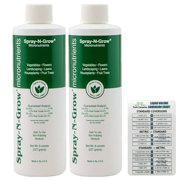 Spray-N-Grow Micronutrients, 8 oz Bottle (2 Pack)   Twin Canaries Chart