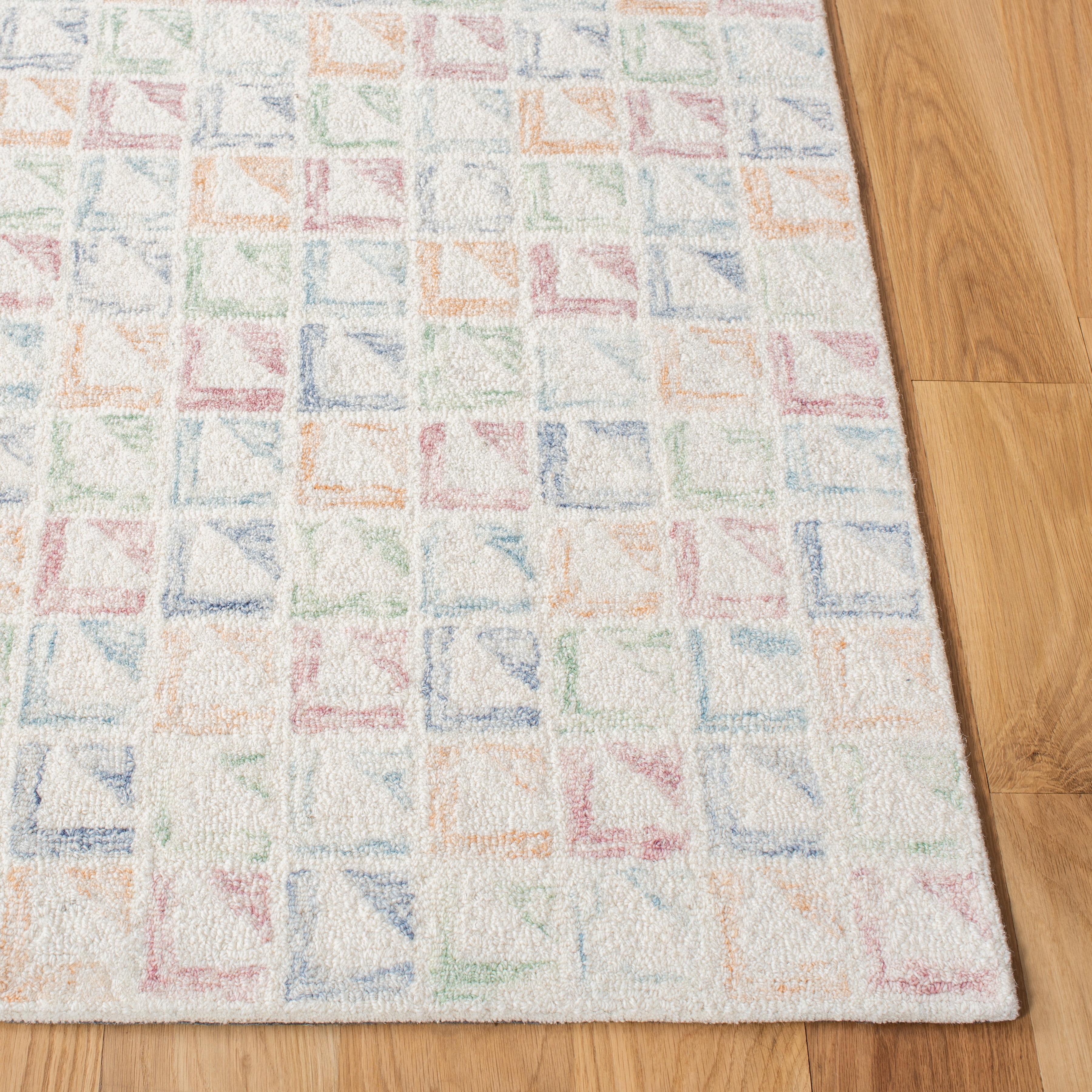 SAFAVIEH Rodeo Drive Declan Geometric Area Rug, Ivory/Blue, 6' x 6' Square