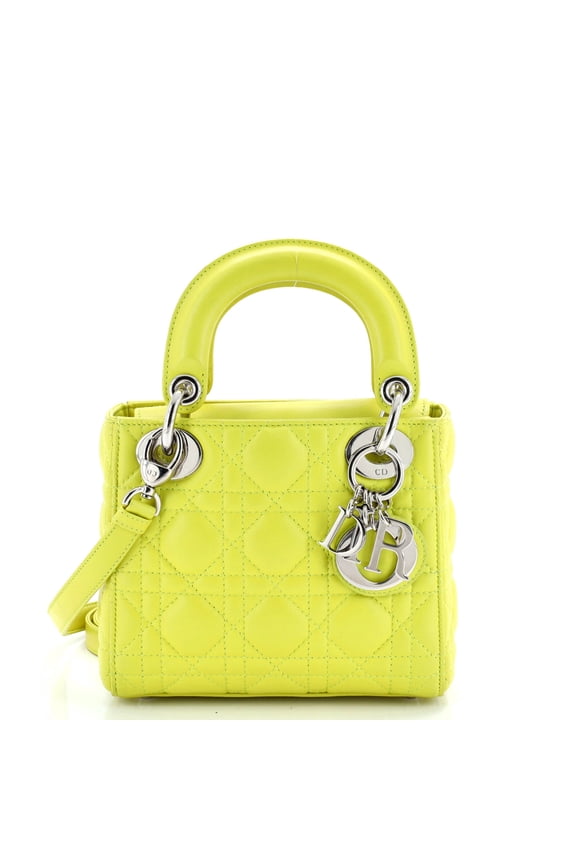 Pre-Owned Lady Dior Bag Cannage Quilt Lambskin Mini By Rebag