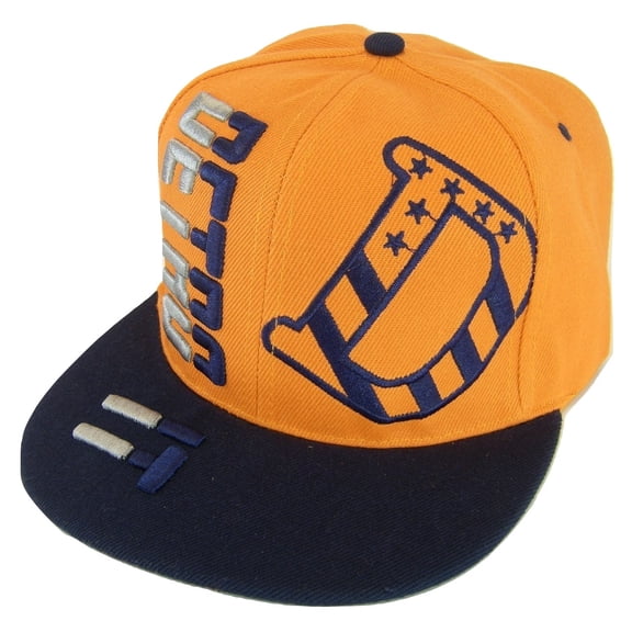 Detroit Raised Text Adjustable Snapback Baseball Cap (Orange/Navy)
