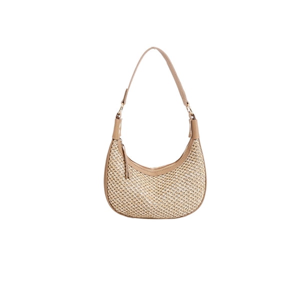 Bolso pequeño y popular de paja tejida para mujer, estilo coreano, versátil, para vacaciones en la playa, bandolera de hombro, 2025