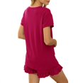 thumbnail image 3 of Womens Ruffle Short Lounge Set Short Sleeve Tops and Shorts 2 Piece Pajamas Set Sleepwear for Women, 3 of 3