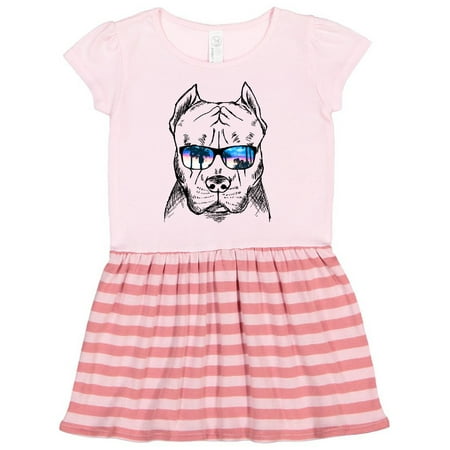

Inktastic Pitbull Sketch Portrait with Sunglasses Gift Toddler Girl Dress