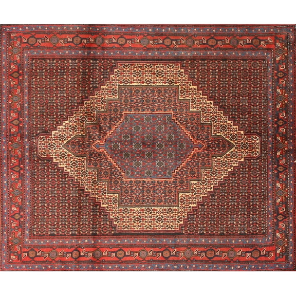 Ahgly Company Machine Washable Indoor Rectangle Traditional Rust Pink Area Rugs, 5' x 7'