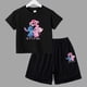 thumbnail image 3 of Nuevo conjunto de camiseta y pantalones cortos de verano con dibujos animados de Disney, bonito Stitch Angel para niños y niñas, ropa de algodón para niños, conjunto informal de 2 piezas para niños, 3 of 5