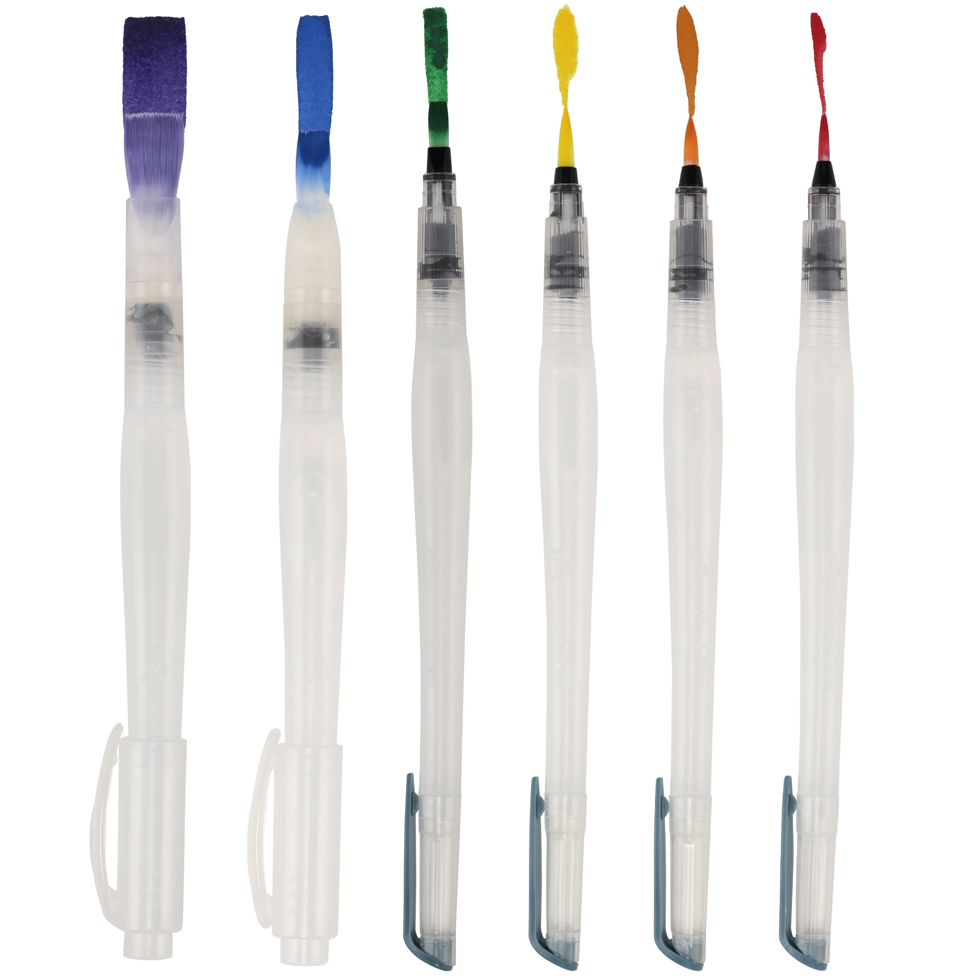 Creative Mark Aquastroke Pro Water Brush Pen - Water Soluble Paint Brushes Perfect For On-The-Go Or In The Studio - Brush Set (Mixed Set of 6)