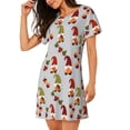 thumbnail image 2 of Sikiie Cute Autumn Gnomes Print Women's Short-sleeved Nightdress, Round Neck Pullover Nightdress Pajamas Summer Home Wear, 2 of 6