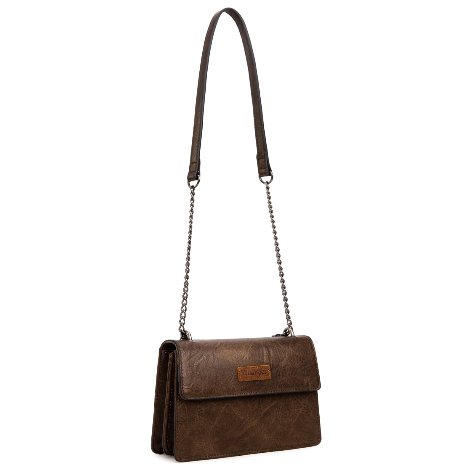 Wrangler Crossbody Purse for Women Shoulder Bag Vintage Wallets with Chain Strap, Coffee